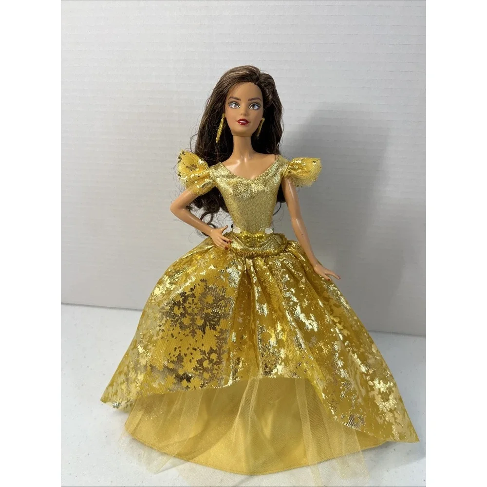 Holiday BARBIE 2020 Signature Doll Dark Hair Muse Model Gold Dress No Box